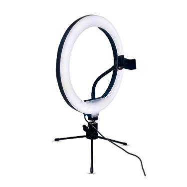 Imagem de SUPORTE TIPO RING LIGHT LIVESTREAM 10 POL. COM TRIPÉ AJUSTÁVEL USB AC370 Multilaser 100021 Preto