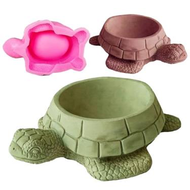 Imagem de Japleed Moldes de silicone para plantador de tartaruga, vaso de planta de tartaruga 3D, moldes de concreto de cimento de resina, suporte de vela de animal exclusivo, molde de caixa de armazenamento de