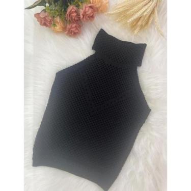 Imagem de Blusinha Cropped Regata Frente Única Feminina Gola Alta Garrafinha Com