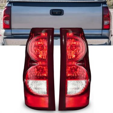 Imagem de OKSIWA Luz traseira com lâmpadas para Chevy Silverado 2003-2006, seta, freio, reverso, luzes traseiras do lado do motorista e do passageiro com lâmpada e arnês, acabamento vermelho