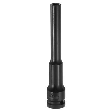 Imagem de HARFINGTON Soquete de impacto de parede fina profunda 8 mm soquete métrico de 6 pontos 1/5.1 cm acionamento quadrado 12.7 cm extra longo fosfatado CR-V aço industrial grau industrial soquete porca