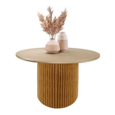 Imagem de Mesa de Centro Decorativa Lua 03 D80cm em Madeira Maciça - Mel - LINHA