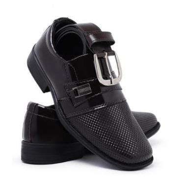 Imagem de Kit Sapato Social Infantil Bico Quadrado Com Cinto Confortavel-Masculino