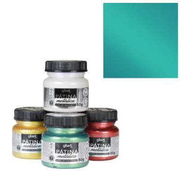 Imagem de Pátina Metálica 50g Gliart -  Diversas Cores, Azul-turquesa