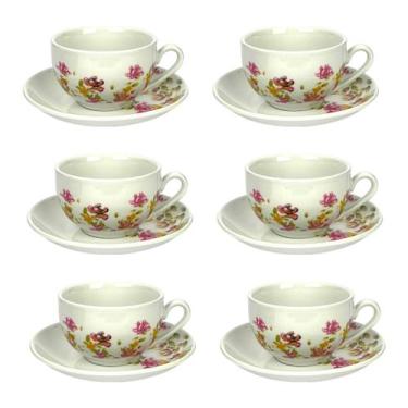Imagem de Conjunto 6 Xícaras Com Pires Le Jardin De Porcelana 160ml - Haüskraft,