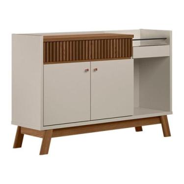 Imagem de Buffet Aparador Carol 2 Portas Freijó E Off White 87x133 Cm L04 - D'ro