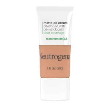 Imagem de Neutrogena Creme CC fosco transparente Cobertura perfeita, cobertura total corretora de cor creme maquiagem facial com niacinamida (b3), óleo, fragrância, parabeno e ftalatos, linho quente 5,5 g