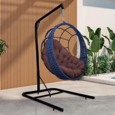 Imagem de Cadeira Balanço Ninho Suspenso em Corda Náutica Luxo com Suporte