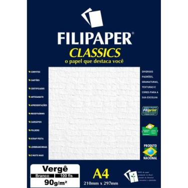Imagem de Papel A4 Vergê Branco Classics 90G Caixa com 100 Folhas - Filiperson