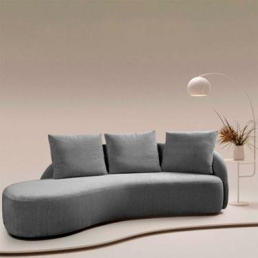 Imagem de Sofá Chaise Decorativa Emilia 270cm com Almofadas Linho Cinza G92 - Gr