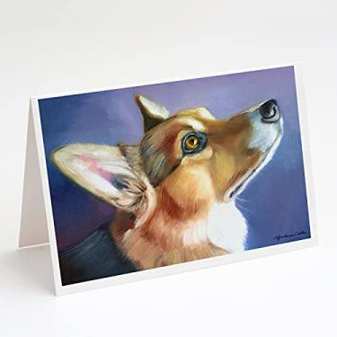 Imagem de Caroline's Treasures 7405GCA7P Cartões comemorativos e envelopes Corgi Devotion, pacote com 8, 7 x 5, multicolorido