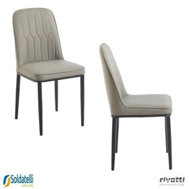 Imagem de Kit 2 Cadeiras V1006 PU Nude ou Preta Base em Aço - Rivatti, Nude