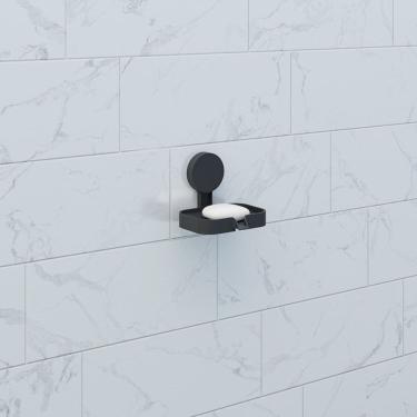 Imagem de Saboneteira com Adesivo para Banheiros Preto Fosco