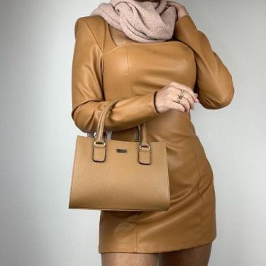 Imagem de Bolsa recuo em couro legítimo b.1036, Caramelo