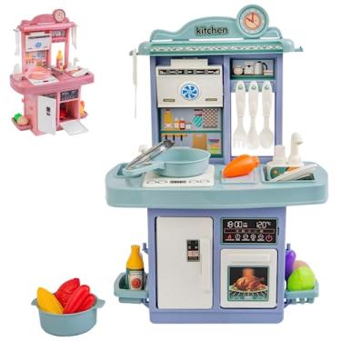 Imagem de Cozinha Infantil De Brinquedo Completa Sai Água e Som Com Acessórios Faz de conta (AZUL)