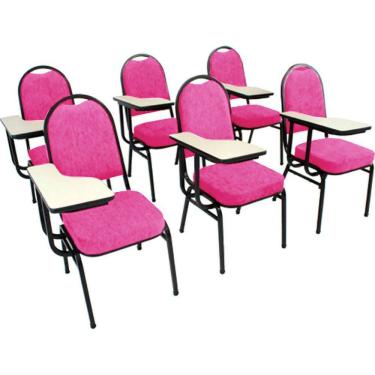 Imagem de Kit com 6 Cadeiras Universitária para Auditórios Linha Hotel Rosa