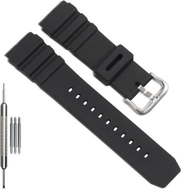 Imagem de Pulseira de silicone compatível com Casio MDV106 AMW320 sereis pulseira de borracha de substituição unissex MDV-106 (fivela de aço)