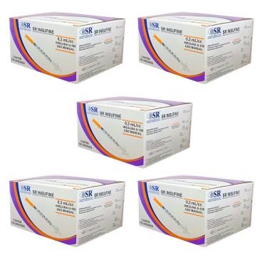 Imagem de Kit 500UN seringa insulina 0,3ML 6X0,25MM agulha fixa 31G sr