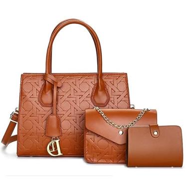 Imagem de Ansseng Bolsas e bolsas transversais femininas, bolsa de couro PU, bolsas de ombro com alça superior, pasta para mulheres, Marrom