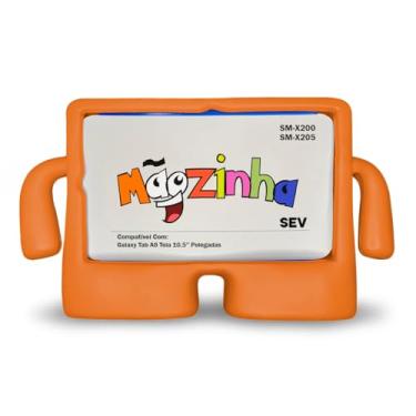 Imagem de Capa Mãozinha Compatível Com Tablet Galaxy Tab A8 10.5'' X200 X205 - Capinha Infantil Borracha, Anti Impacto (Laranja)