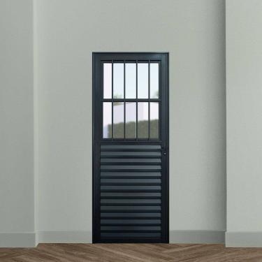 Imagem de Porta de Aluminio Postigo Social 210x80cm Linha Plus Lux-esquadrias Preto