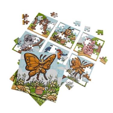 Imagem de Conjunto 6 Quebra cabeça 16 Peças Infantil Brinquedo Em Mdf - Deliquad