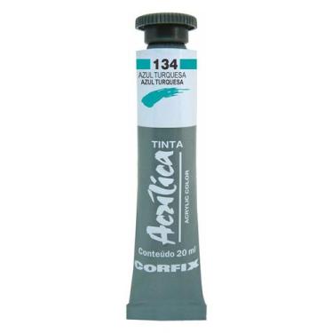 Imagem de Tinta Acrílica 20ml 134 Azul Turquesa Corfix, 134 AZUL TURQUESA