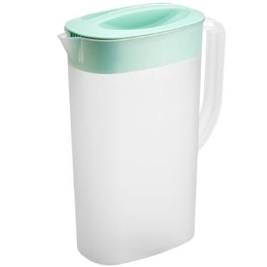 Imagem de Jarra de água para geladeira, garrafa fria de plástico, 2,5 L, espessa, com tampas, recipiente de bebida resistente ao calor e frio com filtro para suco de frutas, bebidas de leite verde