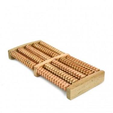 Imagem de Para Os Pés Massageador Em Madeira Artesanal Duplo Prático Com Espaço 