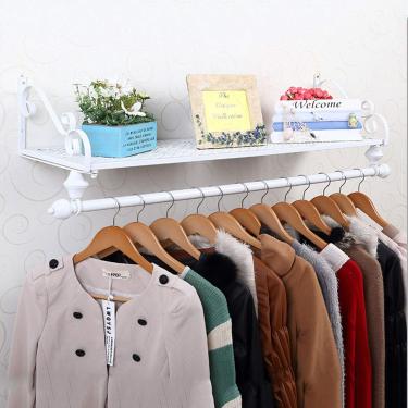 Imagem de Prateleira De Roupas De Ferro Forjado Preto Para Pendurar Na Parede, Prateleiras De Lojas De Roupas Varejo Rack De Vestuário Saco De Armazenamento De Rack De Exposição Cabide De Ca, C, 80cm