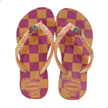 Imagem de Chinelo Infantil Menina Havaianas Kids Slim Glitter II Pêssego