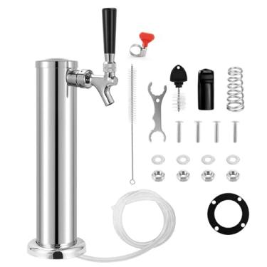 Imagem de Torre Kegerator - Torre de cerveja de torneira única de 7,6 cm, torneira de aço inoxidável, dispensador de cerveja de pressão para bar doméstico, torneira de barril, peças de reposição Kegerator com
