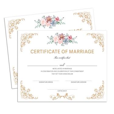 Imagem de Certidão de casamento floral para recém-casados oficiais, certidões de casamento para propostas de cerimônia de casamento, suprimentos de propostas esperadas, cartões de convites de casamento, 17