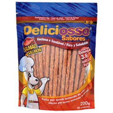 Imagem de Petisco Palitinho Ossinho Para Cães Deliciosso Palito Fino Salmão 200g