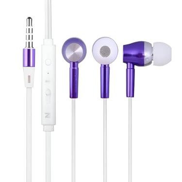 Imagem de SPRINT4DEALS Fones de ouvido com fio com microfone, qualidade de som estéreo, cancelamento de ruído, fones de ouvido para corrida/culinária/academia/esportes (roxo luminoso)