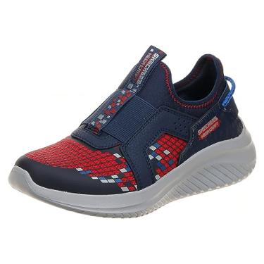 Imagem de Skechers Tênis infantil unissex Ultra Flex 3.0-Triple Pointz, Azul-marinho/vermelho, 5 Big Kid