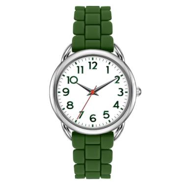 Imagem de Relógio feminino de 35 mm, mostrador grande, fácil leitor, à prova d'água, Verde escuro, Relógio casual