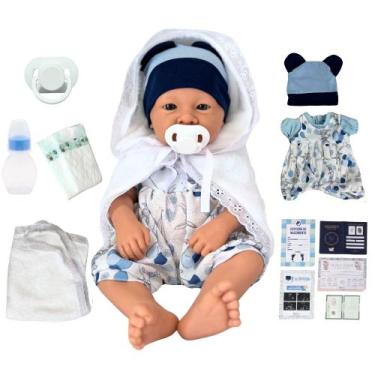 Imagem de Boneco Bebê Miguel Realista  Menino de Corpo Inteiro em Silicone e Vin