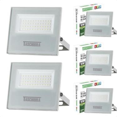 Imagem de Kit 5 Refletores Taschibra Led TR Slim 50W Verde Branco Bivolt