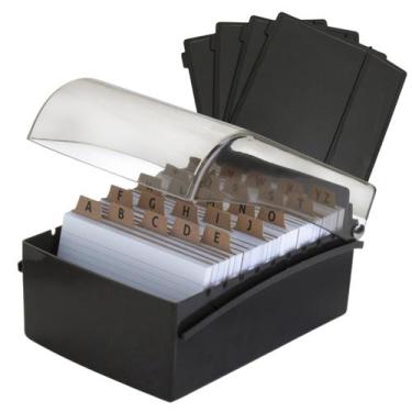 Imagem de Fichário de Mesa 4x6 com Tampa Mais Kit de Divisórias - Maxcril, Preto