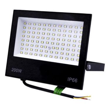 Imagem de Refletor Led Holofote 200w Ip66 Bivolt Branco Frio Carcaça Preto - KN