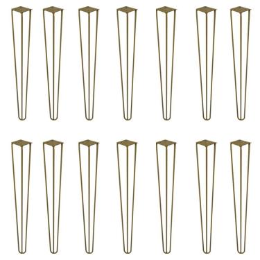 Imagem de Kit 14 Pés De Metal 60 Cm Hairpin Legs Mesa De Canto Aparador Dourado G41