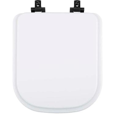 Imagem de Assento Sanitário Mdf Soft Close Quadra Branco Para Vaso Deca Com Ferragem Preta