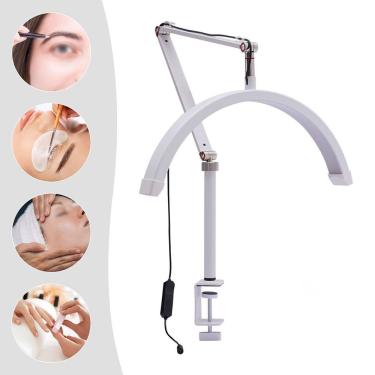 Imagem de Luminaria Meia Lua Estetica Mesa Spa Arco 3 Tons Ajustavel Salao Beleza Suporte Celular Limpeza