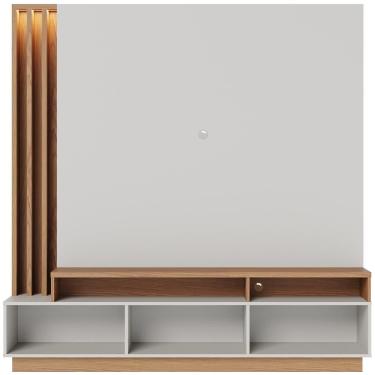 Imagem de Estante Painel Para Tv 65 Pol Com Led Alencar C04 Off White Matte Freijó - Lyam Decor