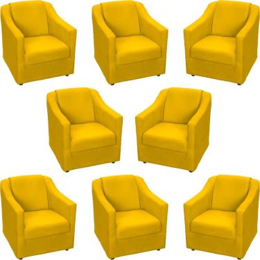 Imagem de Kit 8 Poltronas Mila Pé De Plástico Cromado - Amarelo Suede