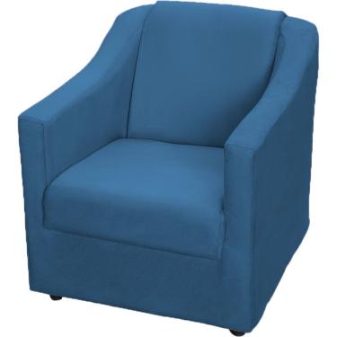 Imagem de Poltrona Decorativa Mila Pé De Plástico Cromado - Azul-marinho Suede