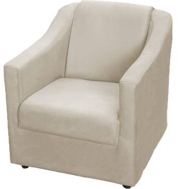 Imagem de Poltrona Decorativa Mila Pé De Plástico Cromado - Bege Suede