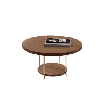 Imagem de Mesa De Centro Decorativa Sala De Estar Walker Pés De Aço Tampo Mdf Castanho G26 - Gran Belo