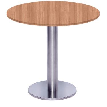 Imagem de Mesa Beta Big Inox 75 Cm (alt) Disco Redondo Tampo Mdp Redondo 80 Cm (larg) X 2,50 Cm (alt) Noce Naturalle